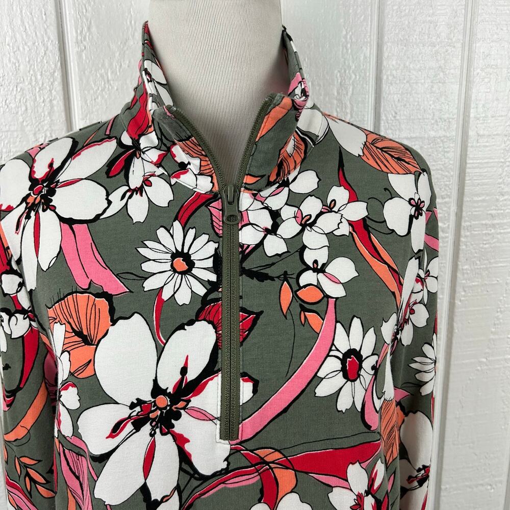 💗sold💗not for sale💗Talbots Women Long Sleeve 1/4 Zip Sweatshirt Jacket Top Green - Picture 5 of 8